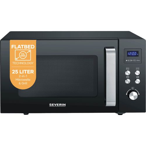 SEVERIN Mikrowelle "MW 7763", schwarz (schwarz, edelstahl), B:49,5cm H:28,8cm T:41,5cm, Mikrowellen, 2-in-1 Mikrowelle mit Glasboden und Grill, Mikrowelle