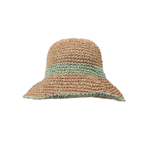 Strohhut CAPELLI NEW YORK, Damen, taupe, grün, Stroh, Hüte Strohhut, mit zweifarbiger Optik