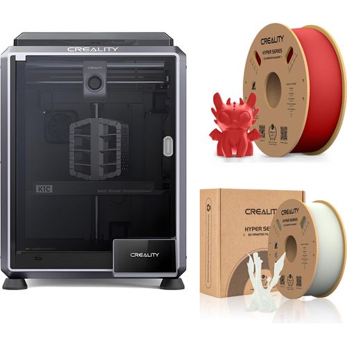 Creality K1C 3D Drucker, mit 2kg Creality Hyper PLA Filament--(Weiß+Rot)