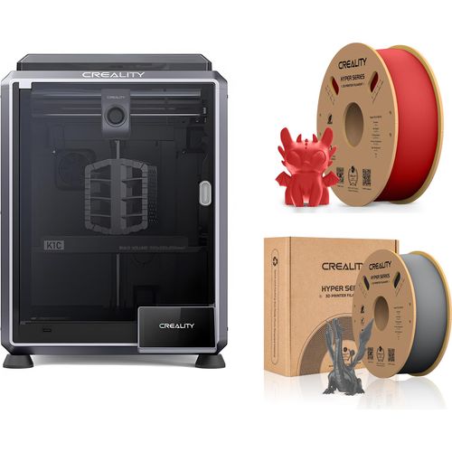 Creality K1C 3D Drucker, mit 2kg Creality Hyper PLA Filament--(Grau+Rot)