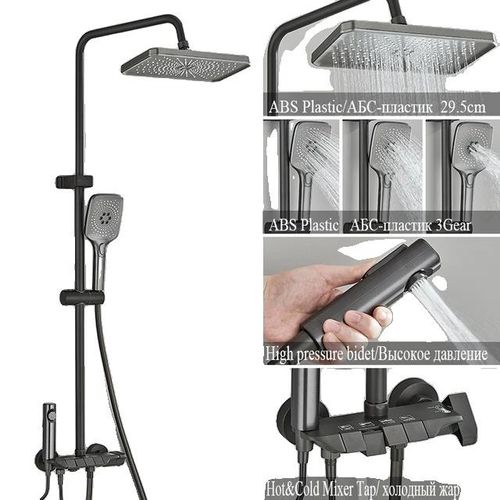 Duschsystem-Set, digitale Anzeige, Heiß- und Kaltregelung, Kein Digitales Grau