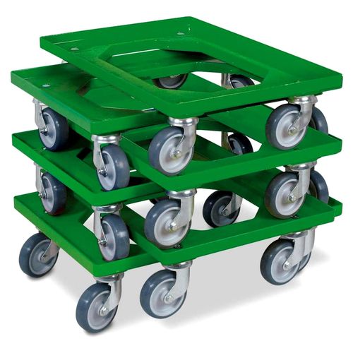 6 Stück Logistikroller/Transportroller für Kisten 600x400 mm, Tragkraft 250 kg (grün)