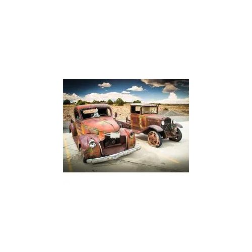 Fototapete PAPERMOON "Abandoned Old Cars", bunt, B:2,5m L:1,86m, Vlies, Tapeten