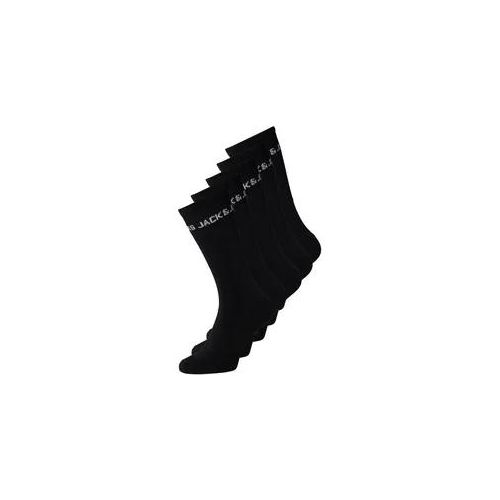 Tennissocken JACK & JONES "JACBASIC LOGO TENNIS SOCK 5 PACK NOOS", schwarz, Baumwollmischung, uni, Socken Tennissocken