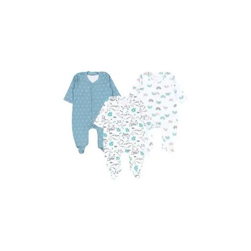 Strampler TUPTAM "Schlafstrampler Baby Mädchen Schlafstrampler mit Fuß 3er Pack", Jungen, Gr. 74, N-Gr, grün (weiß grün regenbogen tiere), Obermaterial: 100% Baumwolle CO., Overalls