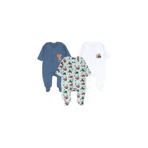 Strampler TUPTAM "Schlafstrampler Baby Jungen Schlafstrampler mit Fuß 3er Pack", Jungen, Gr. 80, N-Gr, grau (grau weiß faultier koala), Obermaterial: 100% Baumwolle CO., Overalls
