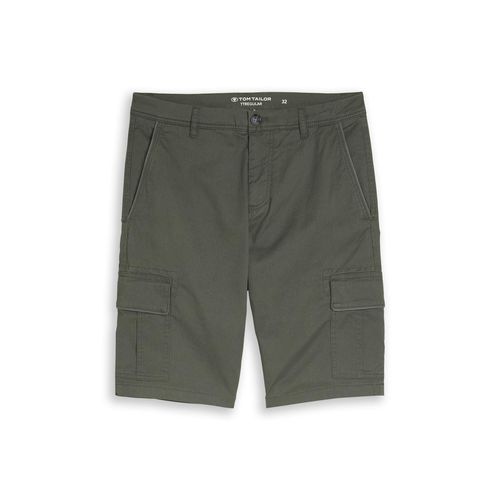 TOM TAILOR Herren TTSLIM Cargo Shorts, grün, Uni, Gr. 38