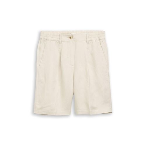 TOM TAILOR Damen Loose Fit Bermuda Shorts mit Leinenanteil, braun, Uni, Gr. 40