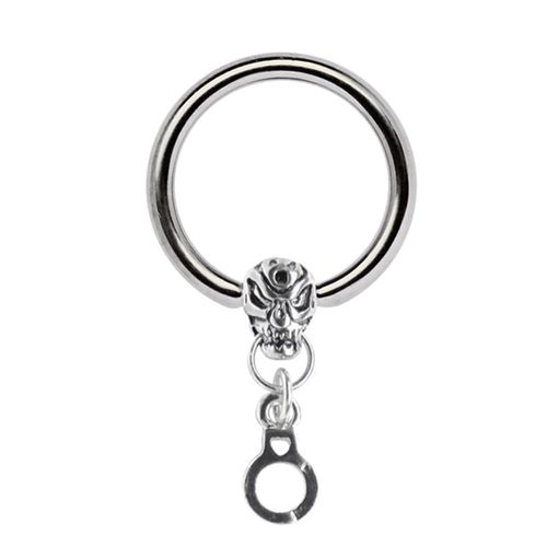 Brustwarzenpiercing ADELIA´S "Piercing Piercing Brustpiercing", Damen, Gr. onesize, silber, Titan, Piercings, Titan Brustpiercing Schmuck Ring BCR mit Totenkopf und Handschelle