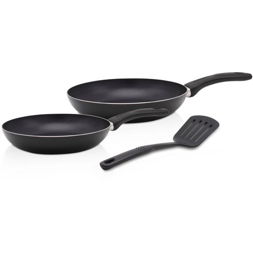 Pfannen-Set KRÜGER "Aluminium Pfannen-Set DELPHI 3 tlg. (20 + 28 cm und Pfannenwender)", schwarz, Ø:20,28cm, Pfannen, Pfannen-Set