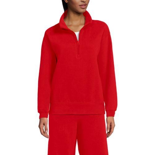 Serious Sweats Pullover mit Reißverschluss, Damen,  Rot, Baumwoll-Mischung/Polyester-Mischung, by Lands' End
