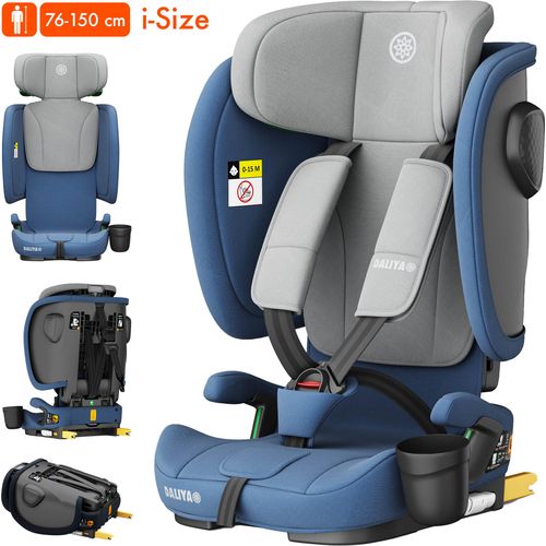 Daliya® JOYMAX i-Size Kindersitz, ISOFIX, Top Tether mit Warnmelder, für Kinder 76-150 cm, ab 15 Monaten, 9-36 kg, Autokindersitz | Blau