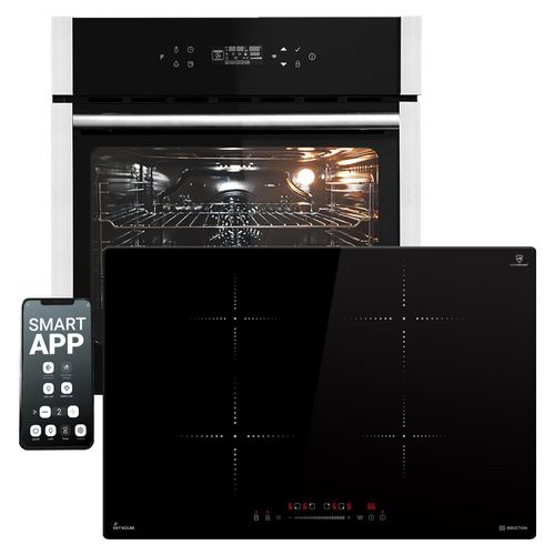 Autarkes Herdset: 60cm Einbaubackofen EB8313HC + 77cm Induktionskochfeld IH87704RL | Pizzafunktion | Grill | Umluft | Heißluft | Automatik-Timer | 2-fach Wärmeschutzverglasung | SET8313HCIH877RL