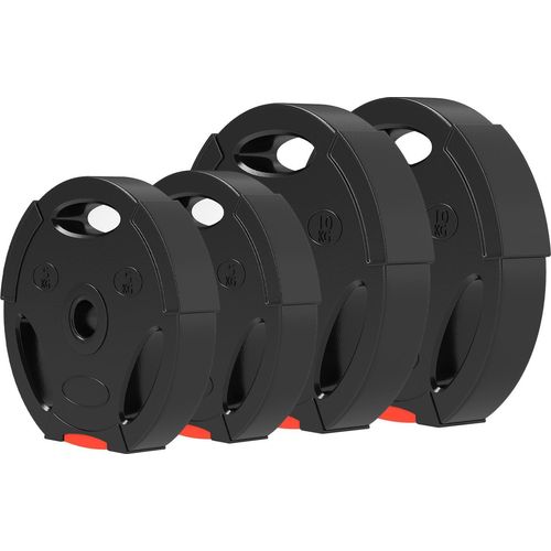 4er-Set Hantelgewichte, 2 x 5 kg/10kg Gewichte, Hantelscheiben-Set, Gewichtsscheiben für 2,5 cm Hantelstange, Ø 30 mm Bohrung, Schwarz