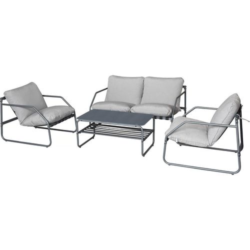 Gartenmöbel aus Metall mit Kissen "Sora" - 4 Sitzplätze - Grau