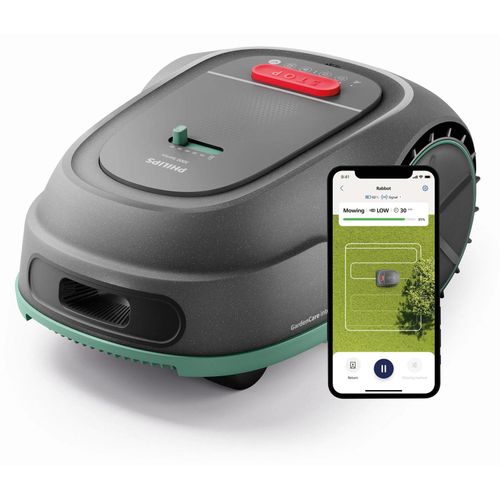 Philips Rasenmähroboter Serie 3000 - Kreuzmähen, GPS-Karten, intelligentes Mähen, Regensensor, grau (RSL3000/10)