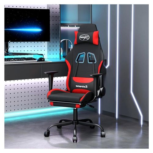 Gaming-Stuhl mit Fußstütze in Schwarz und Rot