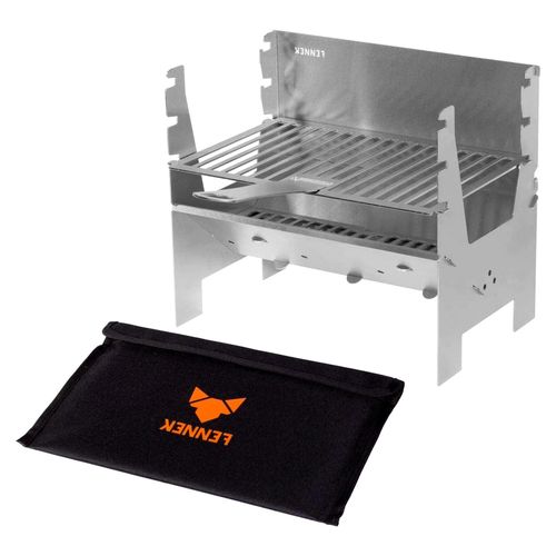 Grilllicht | Mobiler und steckbarer Holzkohlegrill aus Edelstahl für Camping, Trekking, Vanlife, Garten und Outdoor-Grillvergnügen
