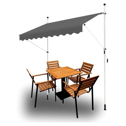 Klemmmarkise für Balkone ohne Bohren - Einfache Montage, Höhenverstellbar, Sonnenschutz für Mietwohnungen und Balkone 250/300/350 cm x 130 cm (Anthrazit, 300 x 130 cm)
