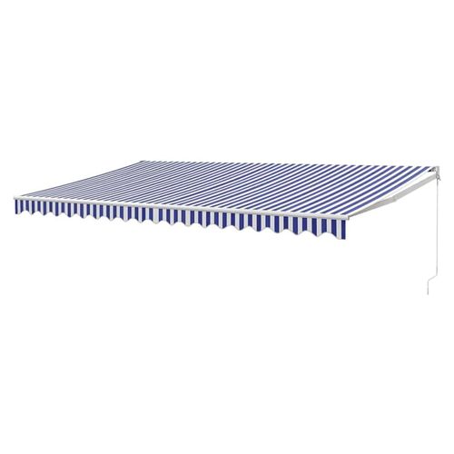 Terrassenmarkise Blau & Weiß 5x3m, Aluminium, Polyester für Balkone und Cafés
