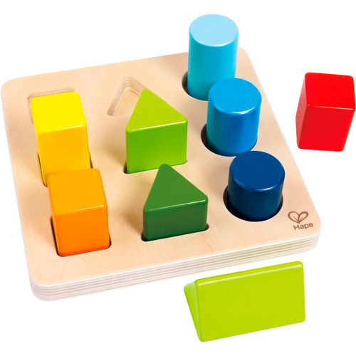 Steckspielzeug HAPE "Farben- und Formensortierer", bunt, Steckspielzeug, BabyB:18cm H:19cm T:7cm, Holz, B:18cm H:19cm T:7cm