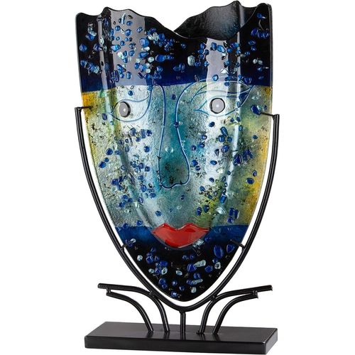 Bodenvase GILDE "Bodenvase oval Magic", blau, B:30cm H:49cm T:10,5cm, Glas, Vasen