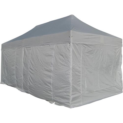 ALU Profi Faltzelt Pavillion Marktzelt Tent 4x8 Meter EXTRASTARK mit 50mm HEXAGONALFÜSSEN, 4Seitenteile mit Tasche, Transporttrolley