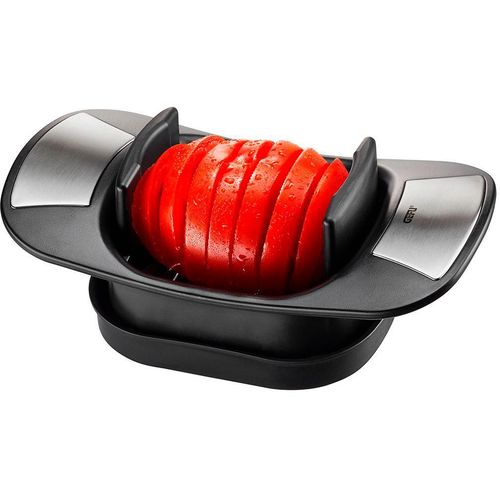 Mozzarellaschneider GEFU "CAPRESE", schwarz, B:11,8cm H:7,5cm L:20,4cm, Edelstahl, Kunststoff, Küchenschneider, Mozzarellaschneider, gezackte Spezialmesser für gleichmäßige Scheiben, Edelstahl
