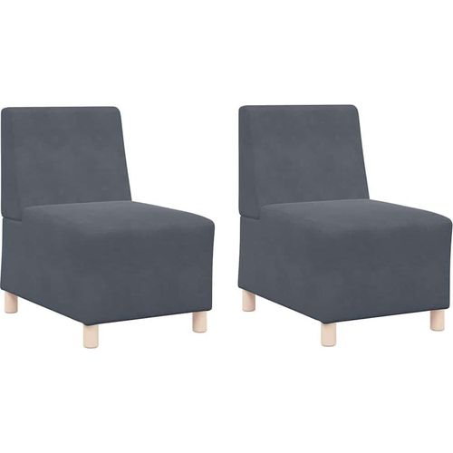 vidaXL Modulares Armfreies Sofa 2 pcs Dunkelgrau 55 x 74 x 82 cm Samt
