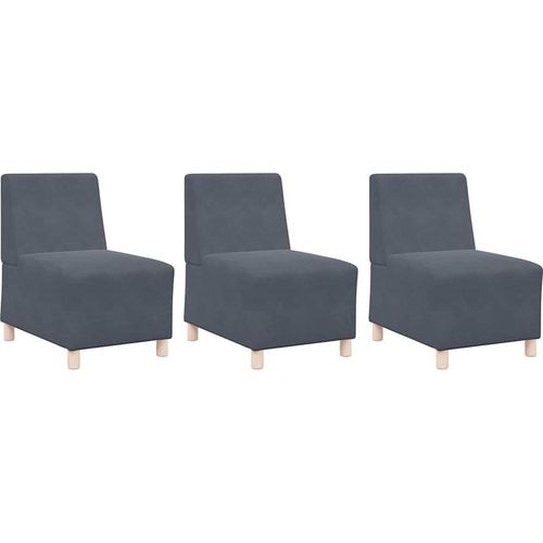 vidaXL Modulares Armfreies Sofa 3 pcs Dunkelgrau 55 x 74 x 82 cm Samt