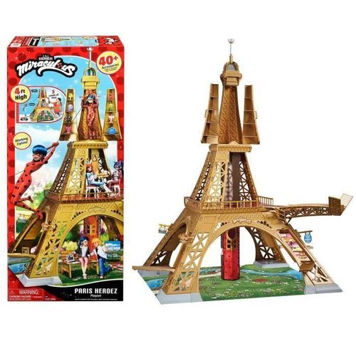 Playset Deluxe Paris, Miraculous Bandai, über 1,20 m, mit 40+ Zubehör, Aufzug & Seilrutsche, für 26 cm Puppen, ab 4 Jahren