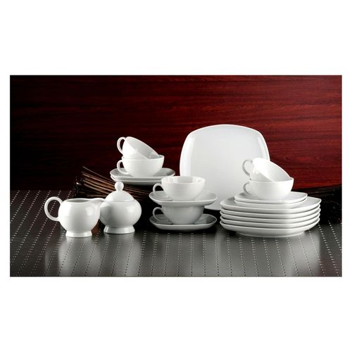 8er Set Platte Lido, weiß, 24 cm Durchmesser, 3 cm Höhe