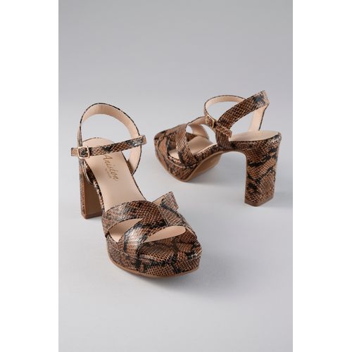 High-Heel-Pantolette ANISTON SHOES, Damen, Gr. 40, braun, schwarz, Lederimitat, Schuhe, High-Heel-Sandalette, Partyschuh - NEUE KOLLEKTION