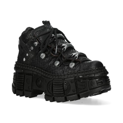 New Rock M-106WALL-C65 Python Zwarte Leren Platform Enkellaarsjes
