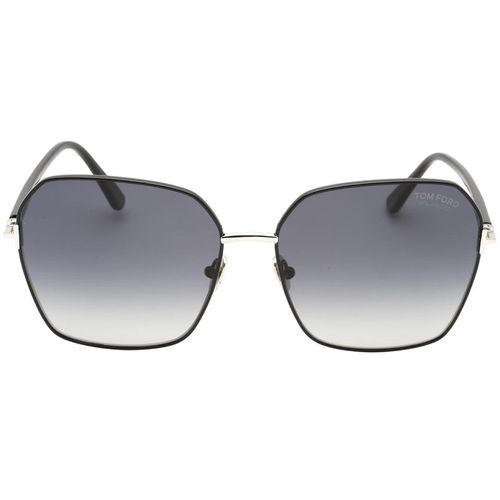 Tom Ford Claudia-02 Smoke gepolariseerde lens glanzende zwarte zonnebril