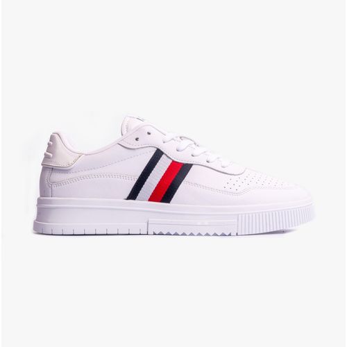 Herren SUPERCUP Streifen Leder Sneakers Weiß