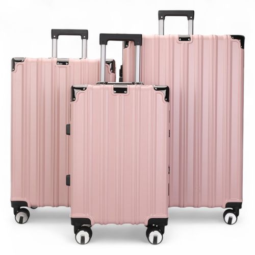 Harde roze koffer, robuuste 8-wiel bagage, handbagagetas