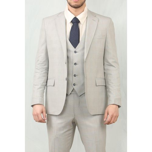 Herren 3-teiliger Anzug im Prince of Wales Grau für Arbeitskleidung