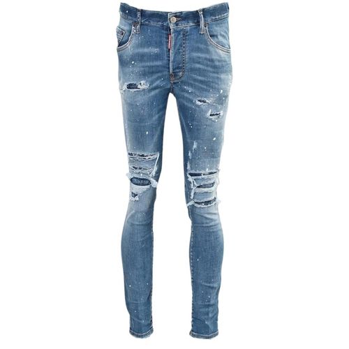 Dsquared2 Super Twinky Jean Paint Splash verstärkte zerrissene blaue Jeans