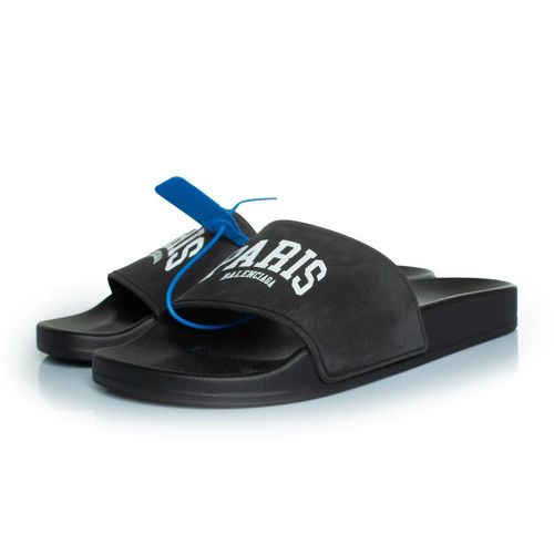 Balenciaga Pool slide Parijs print in zwart