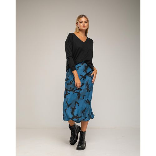 Midi geprinte rok met zijde
