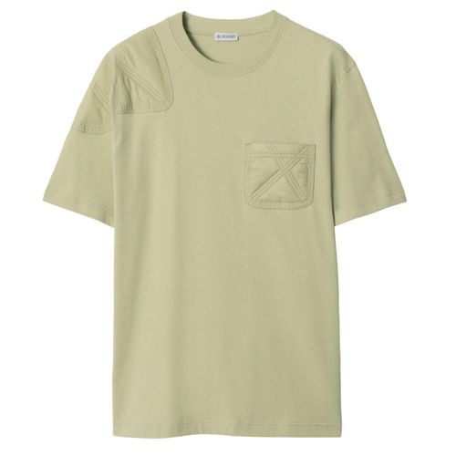 Burberry - T-Shirt aus Jersey mit Einsätzen in Jägergrün
