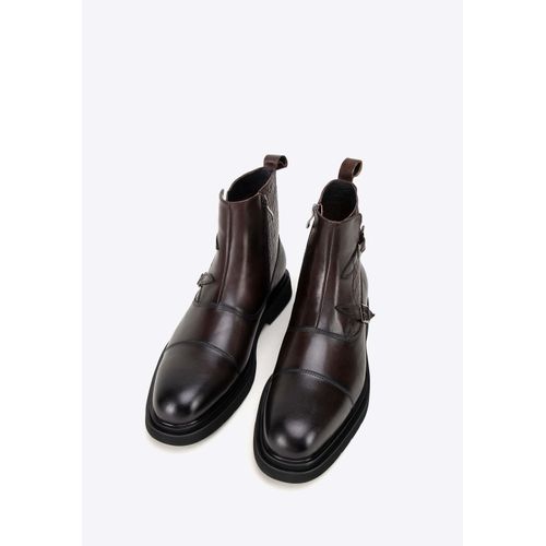 Wittchen Herren-Chelsea-Boots aus Leder mit Krokodilleder-Einsätzen, Braun