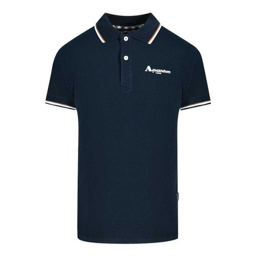 Aquascutum Volwassen unisex poloshirt met Londense punt (Marine)