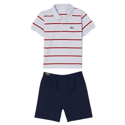 Lacoste Baby Stripe Organic Cotton Top & Bottom Set (Blauw)