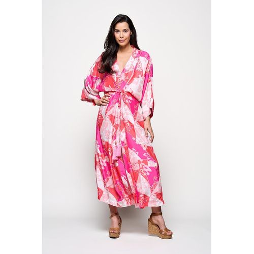 Caroline Tensen Islay Kimono Jurk Roze / Multi
