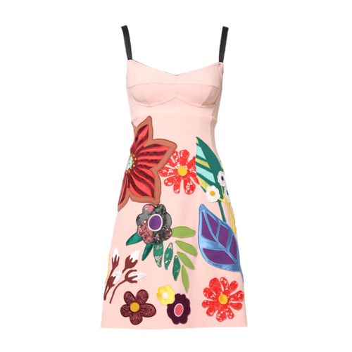 Floral Applikation A-Linien Kleid