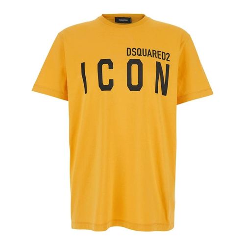 Dsquared2 Sonnenblumengelbes T-shirt Großes Schwarzes Logo