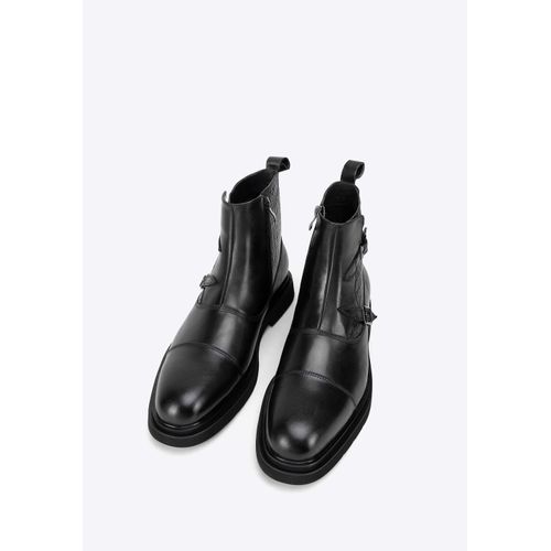 Wittchen Herren-Chelsea-Boots aus Leder mit Krokodilleder-Einsätzen, Schwarz