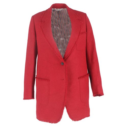 Thom Browne single-breasted blazer met onafgewerkte zoom in rode wol